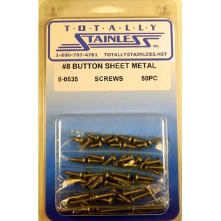 Totally Stainless #8 Stainless Button Head Allen Sheet Metal Screws - 8-0535