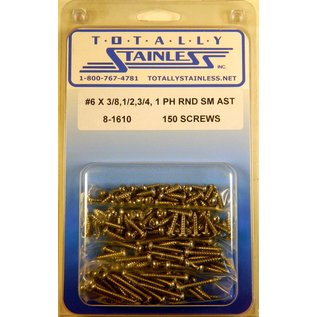 Totally Stainless #6 Stainless Phillips Round Head Sheet Metal Screws - 8-1610