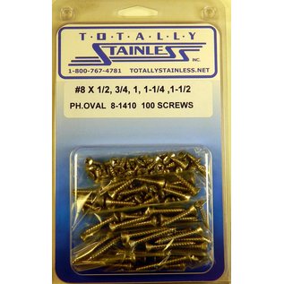 Totally Stainless #8 Stainless Phillips Oval Head Sheet Metal Screws - 8-1410