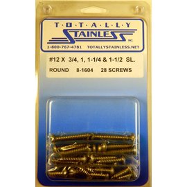 Totally Stainless #12 Stainless Slotted Round Head Sheet Metal Screws - 8-1604