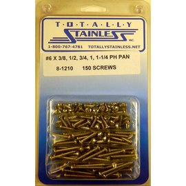 Totally Stainless #6 Stainless Phillips Pan Head Sheet Metal Screws - 8-1210