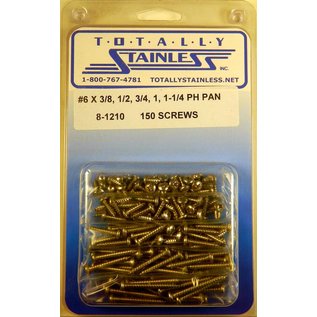 Totally Stainless #6 Stainless Phillips Pan Head Sheet Metal Screws - 8-1210