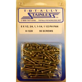 Totally Stainless #8 Stainless Phillips Pan Head Sheet Metal Screws - 8-1220