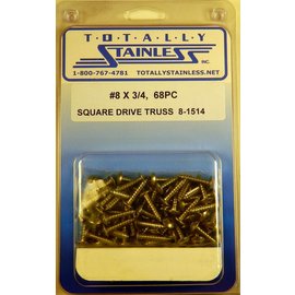 Totally Stainless #8 x 3/4" Stainless Square Drive Truss Head Sheet Metal Screws - 8-1514
