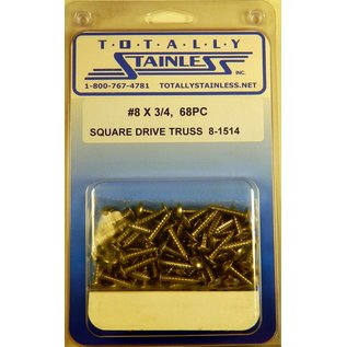Totally Stainless #8 x 3/4" Stainless Square Drive Truss Head Sheet Metal Screws - 8-1514