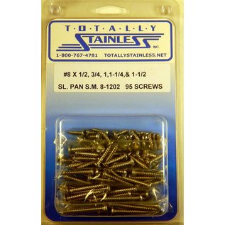 Totally Stainless #8 Stainless Slotted Pan Head Sheet Metal Screws - 8-1202