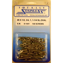 Totally Stainless #6 Stainless Slotted Oval Head Sheet Metal Screws - 8-1441