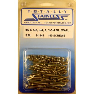 Totally Stainless #6 Stainless Slotted Oval Head Sheet Metal Screws - 8-1441