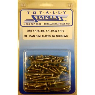 Totally Stainless #10 StainlesssSlotted Pan Head Sheet Metal Screws - 8-1203