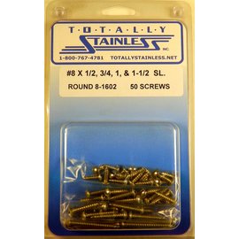 Totally Stainless #8 Stainless Slotted Round Head Sheet Metal Screws - 8-1602