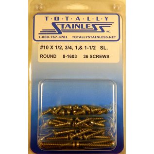 Totally Stainless #10 Stainless Slotted Round Head Sheet Metal Screws