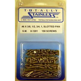 Totally Stainless #6 Stainless Slotted Pan Head Sheet Metal Screws - 8-1201