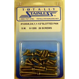 Totally Stainless #14 Stainless Slotted Pan Head Sheet Metal Screws - 8-1205