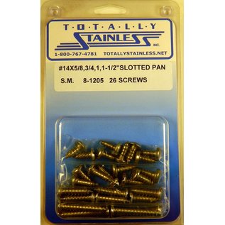 Totally Stainless #14 Stainless Slotted Pan Head Sheet Metal Screws - 8-1205