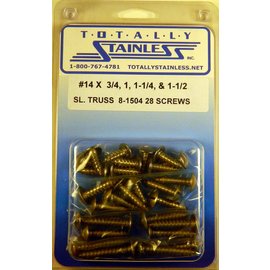 Totally Stainless #14 Stainless Slotted Truss Head Sheet Metal Screws - 8-1504