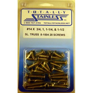 Totally Stainless #14 Stainless Slotted Truss Head Sheet Metal Screws - 8-1504