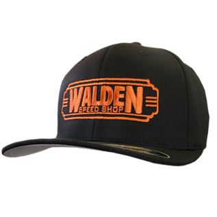 Walden Speed Shop  Hat - Walden Logo Black & Orange FlexFit