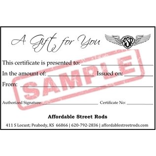 Affordable Street Rods Affordable Street Rods Gift Certificate