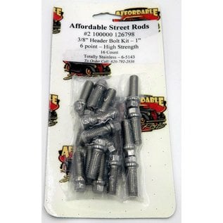 Totally Stainless 3/8" x 1" Stainless Header Bolt Kit - 6 Point - High Strength (16 Count) - 6-5143