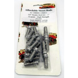 Totally Stainless 3/8" x 1" Stainless Header Bolt Kit - 12 Point - High Strength (16 Count) - 6-5144