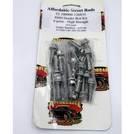 Totally Stainless 8MM Stainless Header Bolt Kit - 6 Point - High Strength (16 Count)
