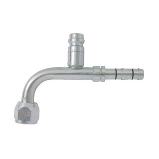 Vintage Air E-Z Clip 90 Degree Hose End Fitting W/ Service Port