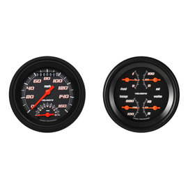 Classic Instruments 2 Gauge Set - 3 3/8" Ultimate Speedo & Quad - Velocity Black Series - VS32BBLF