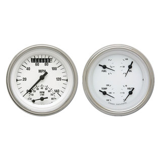 Classic Instruments 2 Gauge Set - 3 3/8" Ultimate Speedo & Quad - White Hot Series - WH32SLF