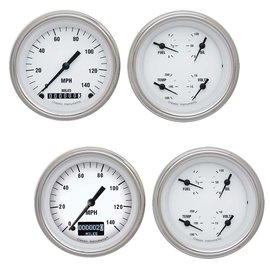 Classic Instruments 2 Gauge Set - 3 3/8" Speedo & Quad - White Hot Series