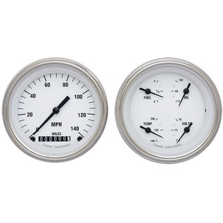 Classic Instruments 2 Gauge Set - 3 3/8" Speedo & Quad - White Hot Series