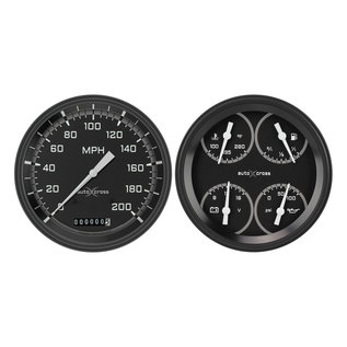 Classic Instruments 2 Gauge Set - 4 5/8" Speedometer & Quad - Auto Cross Series Gray