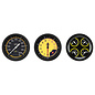 Classic Instruments 3 Gauge Set - 3 3/8" Speedo, Tach & Quad Gauges - Auto Cross Series Yellow