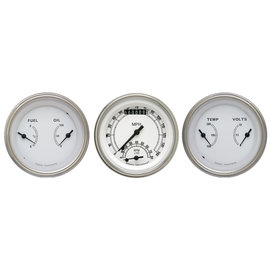 Classic Instruments 3 Gauge Set - 3 3/8" Ultimate Speedo & Two 3 3/8” Duals - Classic White Series - CW34SLF