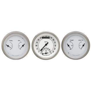 Classic Instruments 3 Gauge Set - 3 3/8" Ultimate Speedo & Two 3 3/8” Duals - Classic White Series - CW34SLF