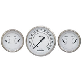 Classic Instruments 3 Gauge Set - 4 5/8" Speedo, Two 3 3/8” Duals - Classic White Series - CW64SLF