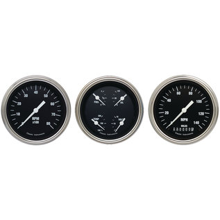 Classic Instruments 3 Gauge Set - 3 3/8" Speedo, Tach, & Quad  - Hot Rod Series