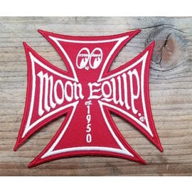 Mooneyes Maltese Iron Cross Moon Equip Patch - Red - ME 50