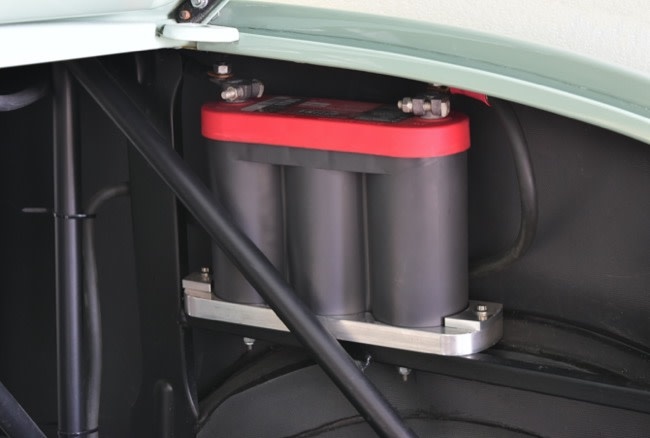 thumbnail image 2 of Billet Aluminum Optima Battery Hold Down & Tray – Hot Rod, Rat Rod, Show Car – WCM, Heavy Brush Finish 2 of 5