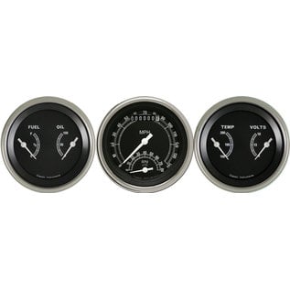 Classic Instruments 3 Gauge Set - 3 3/8" Ultimate Speedo & Two 3 3/8” Duals - Traditional Series - TR34SLF