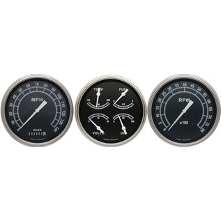 Classic Instruments 3 Gauge Set - 4 5/8" Speedo, Tach & Quad Gauges - Traditional Series - TR53SLF