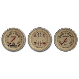 Classic Instruments 3 Gauge Set - 3 3/8" Speedo, Tach & Quad Gauges  - Vintage Series - VT03SLF