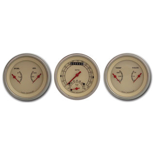 Classic Instruments 3 Gauge Set - 3 3/8" Ultimate Speedo & Two 3 3/8” Duals - Vintage Series - VT34SLF