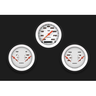 Classic Instruments 3 Gauge Set - 3 3/8" Speedo & Two 3 3/8” Duals - Velocity White Series