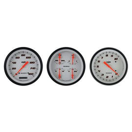 Classic Instruments 3 Gauge Set - 4 5/8" Speedo, Tach & Quad Gauges - Velocity White Series