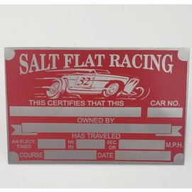 Roadster Pilot E9 Vin Tag - Salt Flat Racing Timing Association