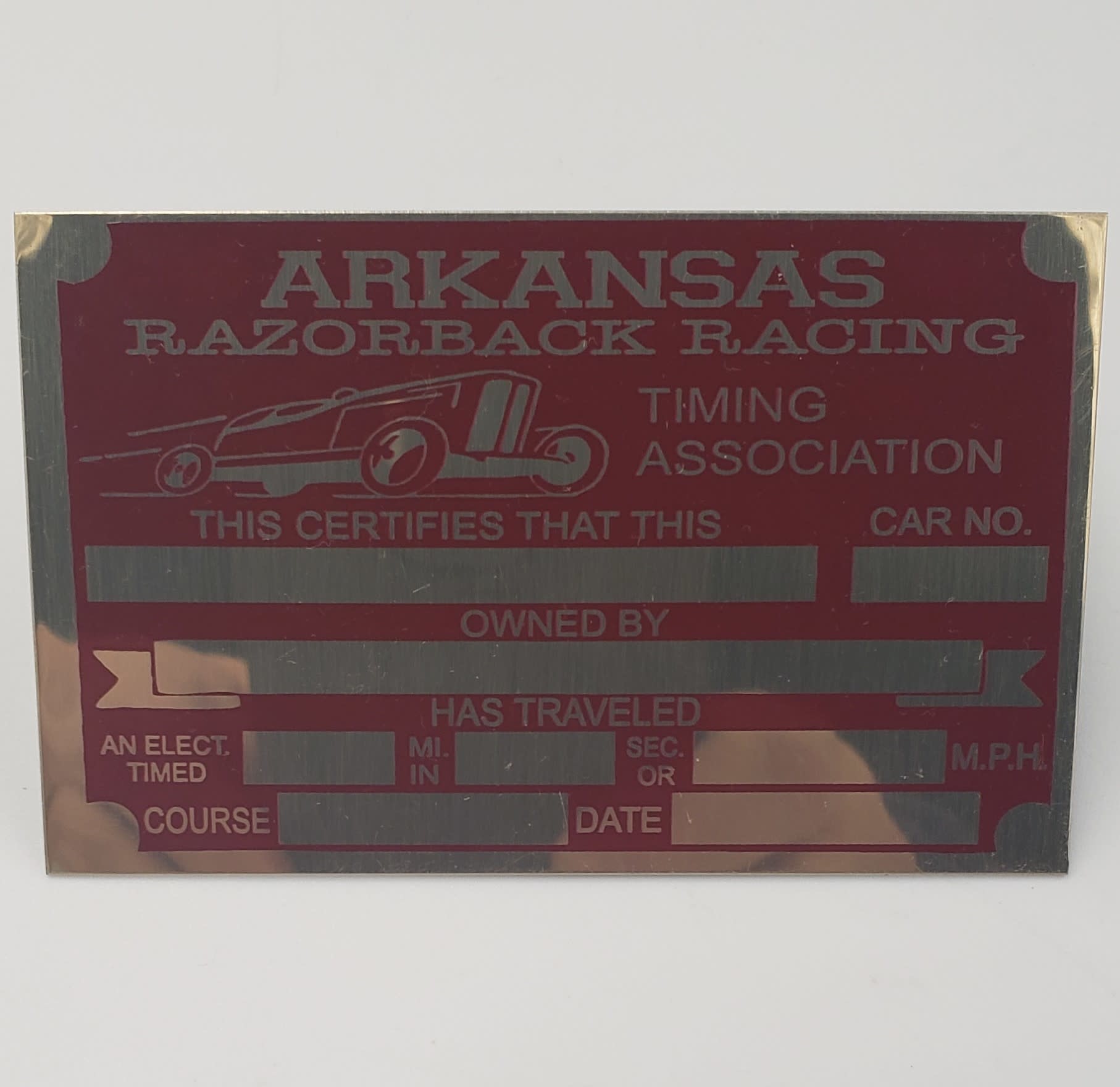 G Vin Tag Arkansas Razorback Timing Assoc Affordable Street Rods