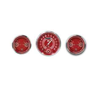 Classic Instruments 3 Gauge Set - 4 5/8" Speedtachular, Two 3 3/8” Duals - V8 Red Steelie Series - V8RS61SLC