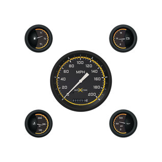 Classic Instruments 5 Gauge Set - 4 5/8” Speedo, 2 1/8" Short Sweep FOTV - AutoCross Yellow Series