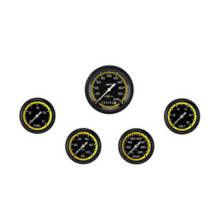 Classic Instruments 5 Gauge Set - 3 3/8" Speedo, 2 5/8” Short Sweep FOTV - AutoCross Yellow Series