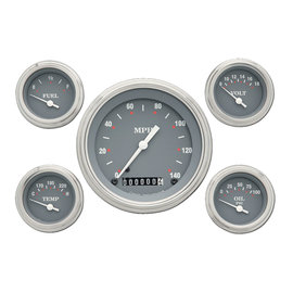 Classic Instruments 5 Gauge Set - 4 5/8” Speedo, 2 1/8" Short Sweep FOTV - Silver Gray Series - SG54SLF